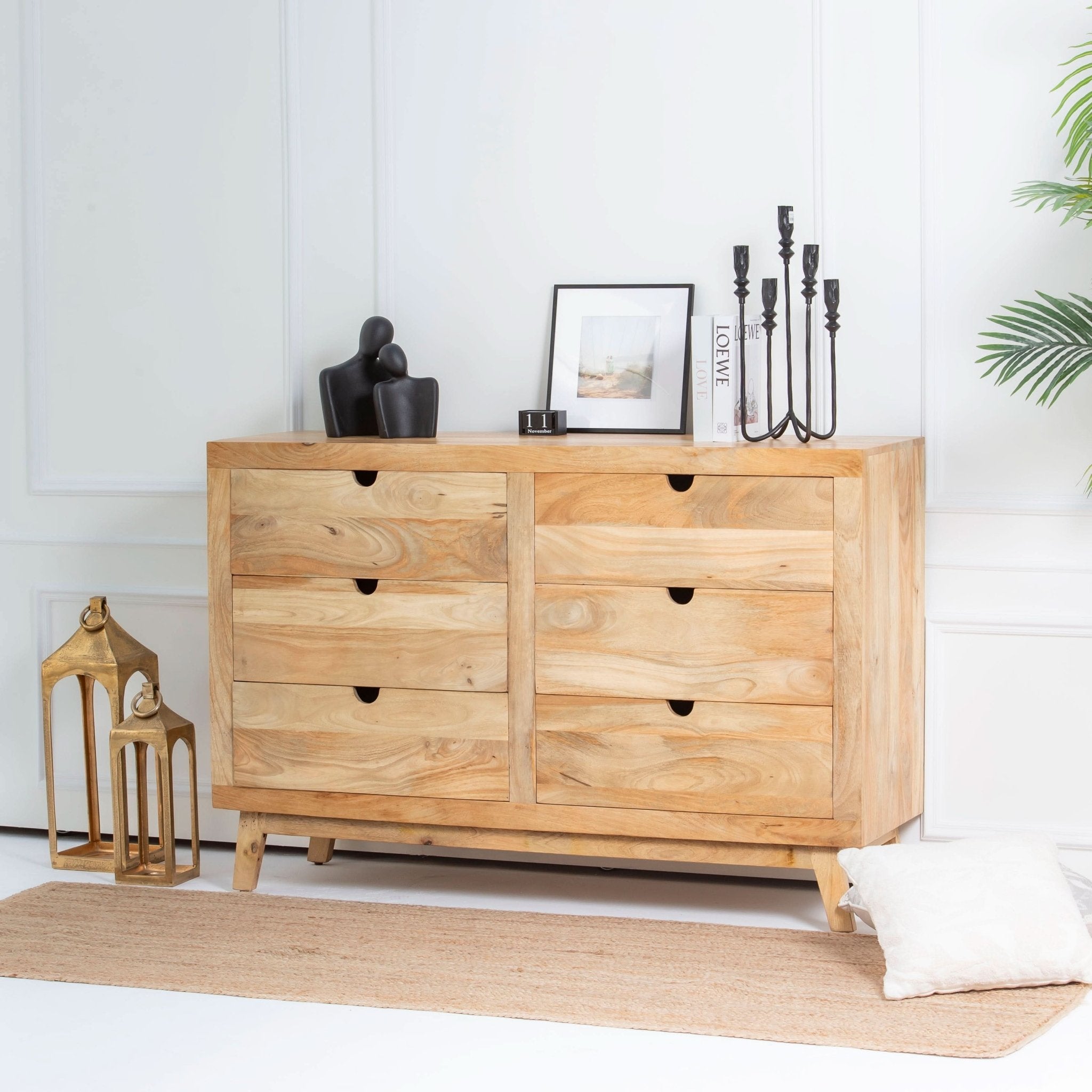 AUREVO WOODEN SIX DRAWER CHEST OF DRAWER - Art and craft furniture