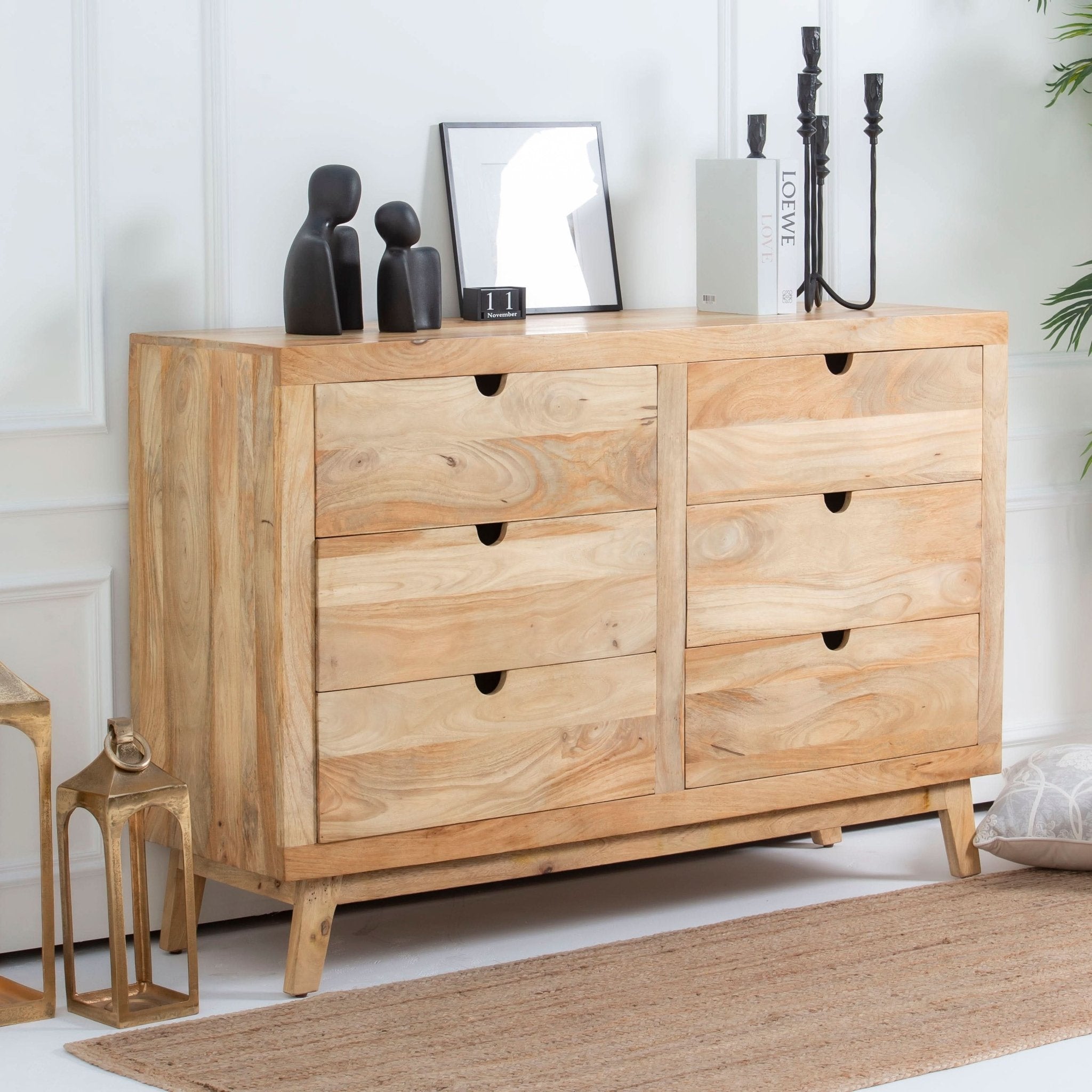 AUREVO WOODEN SIX DRAWER CHEST OF DRAWER - Art and craft furniture