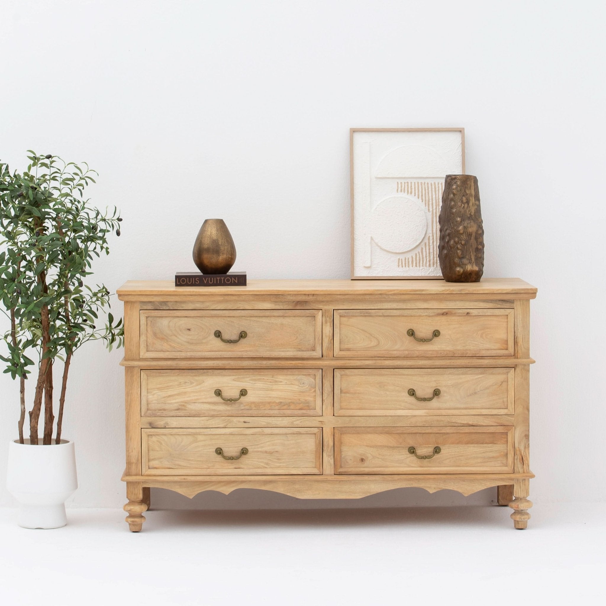 AUREVO WOODEN SIX DRAWER DRAWCHEST - Art and craft furniture