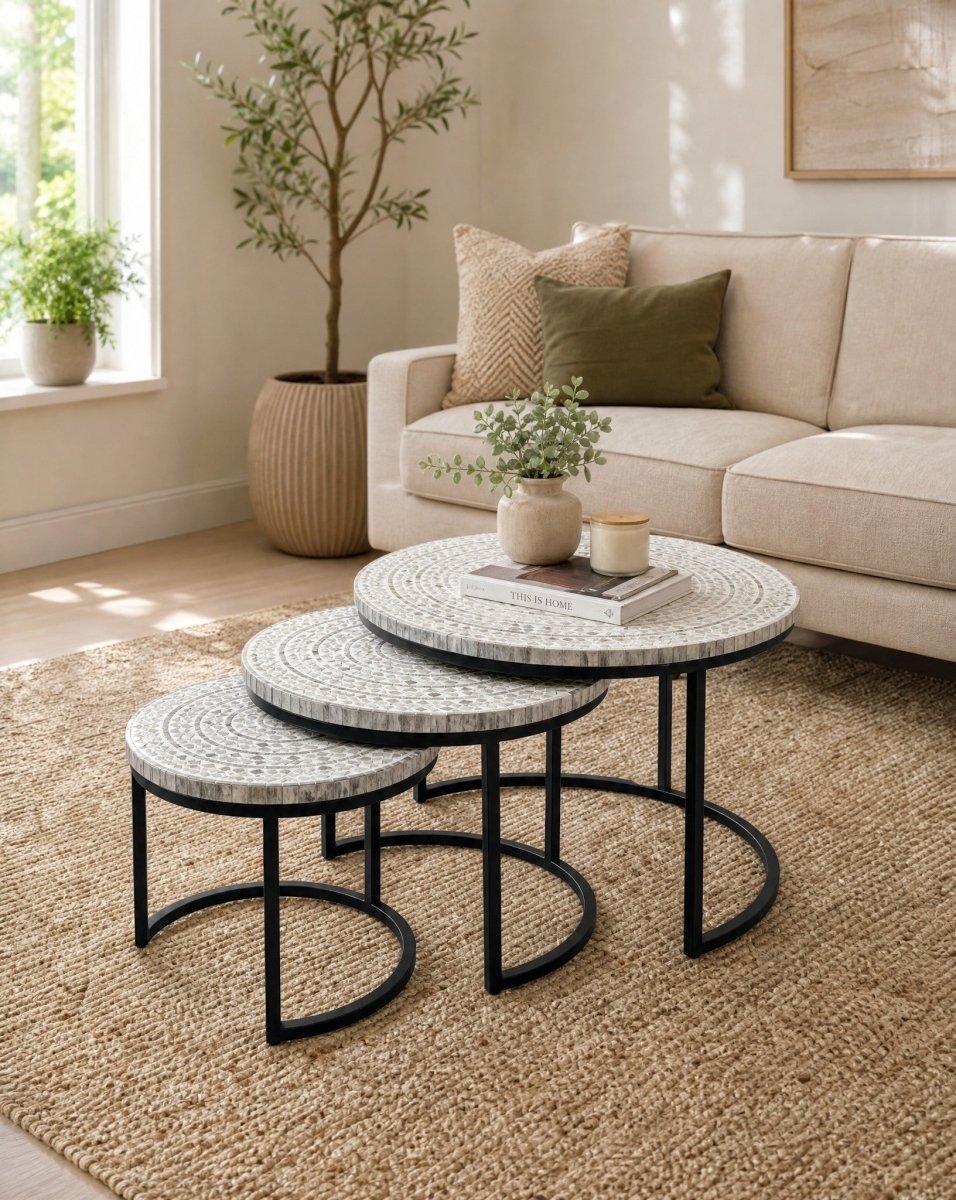 Aveline Inlay Nesting Table - Art and craft furniture