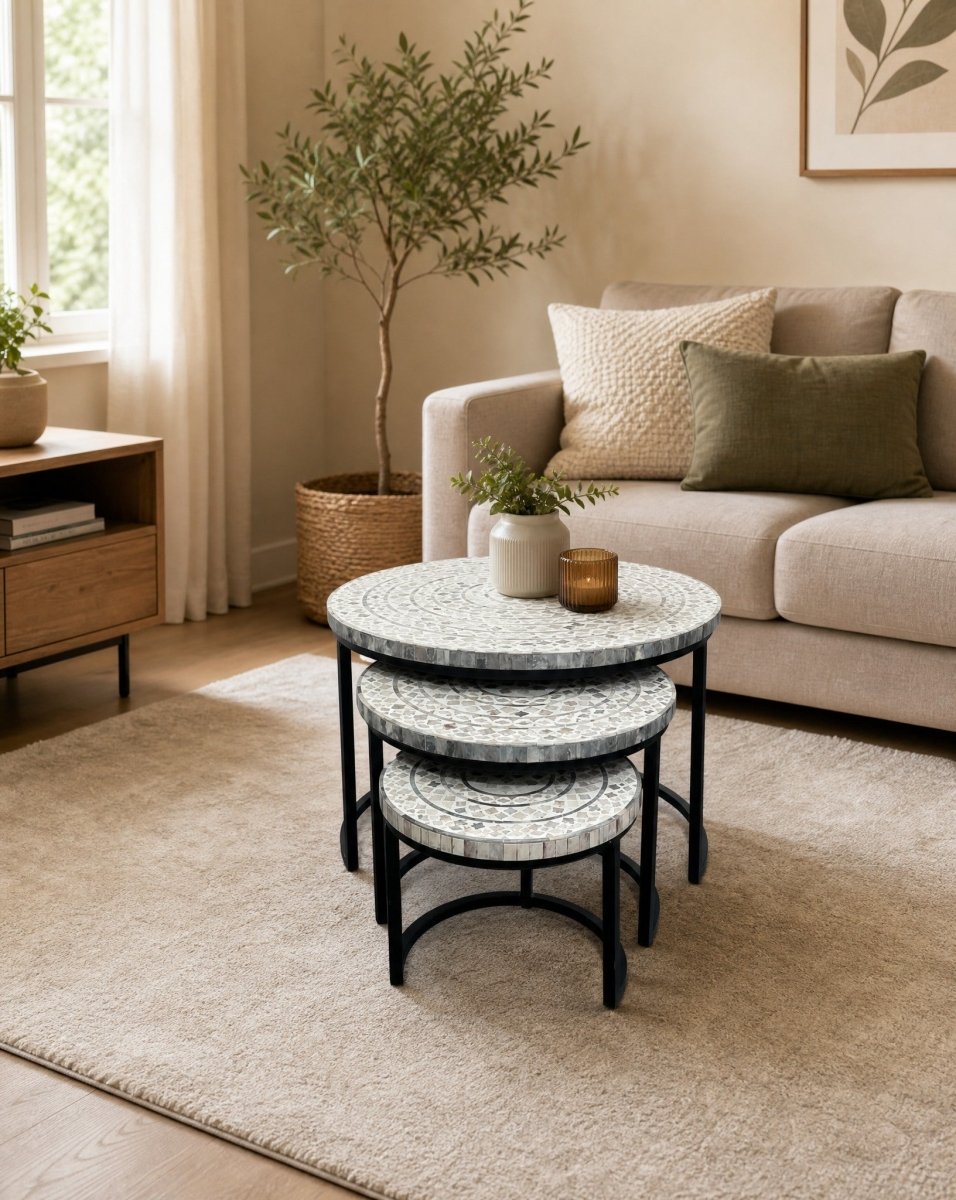 Aveline Inlay Nesting Table - Art and craft furniture
