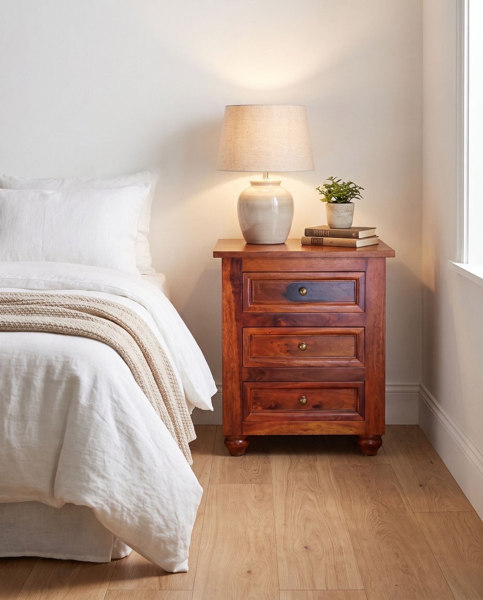 Aveline Wooden Bedside Table - Art and craft furniture