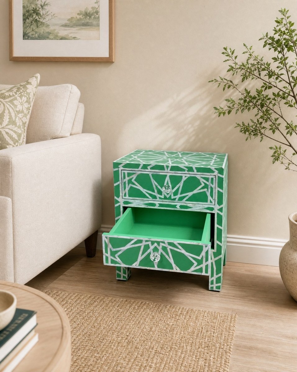 Avella 2 Drawer Bedside Table - Art and craft furniture