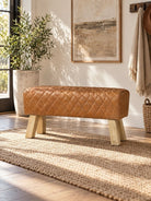 Aviana Leather Seating Bench - Art and craft furniture