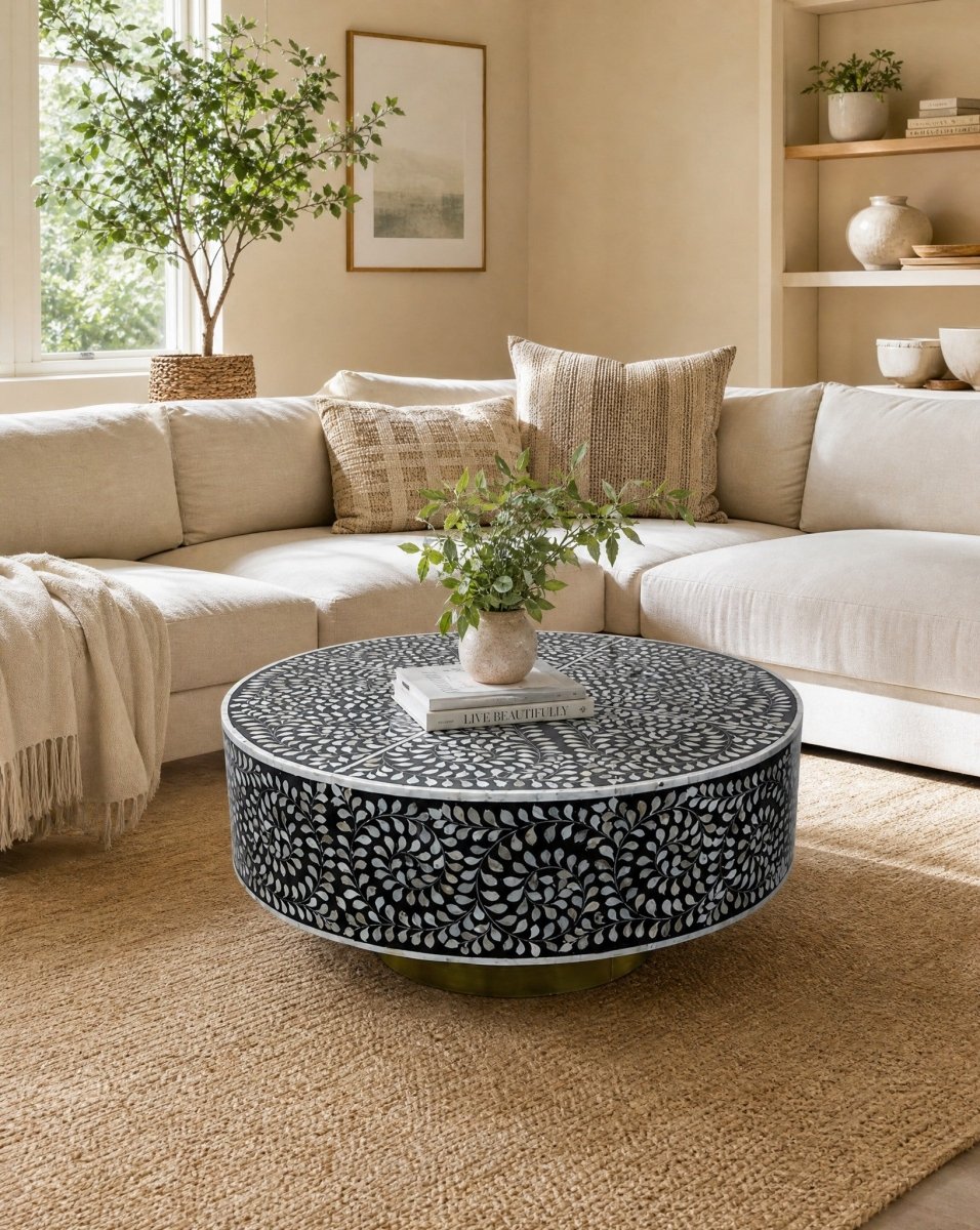 Azure Black Mother Of Pearl Coffee Table - Art and craft furniture
