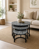 Azure Black Mother Of Pearl Nesting Table - Art and craft furniture