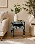 Azure Black Mother Of Pearl One Drawer Bedside Table - Art and craft furniture