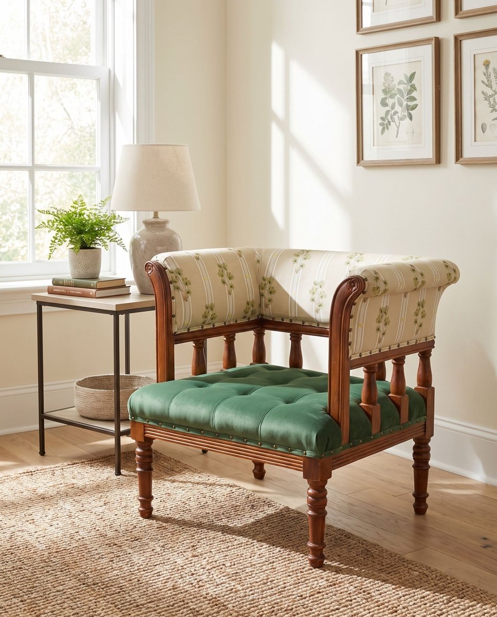 Barcelona Hand Printed Single Seater Sofa Bench - Art and craft furniture
