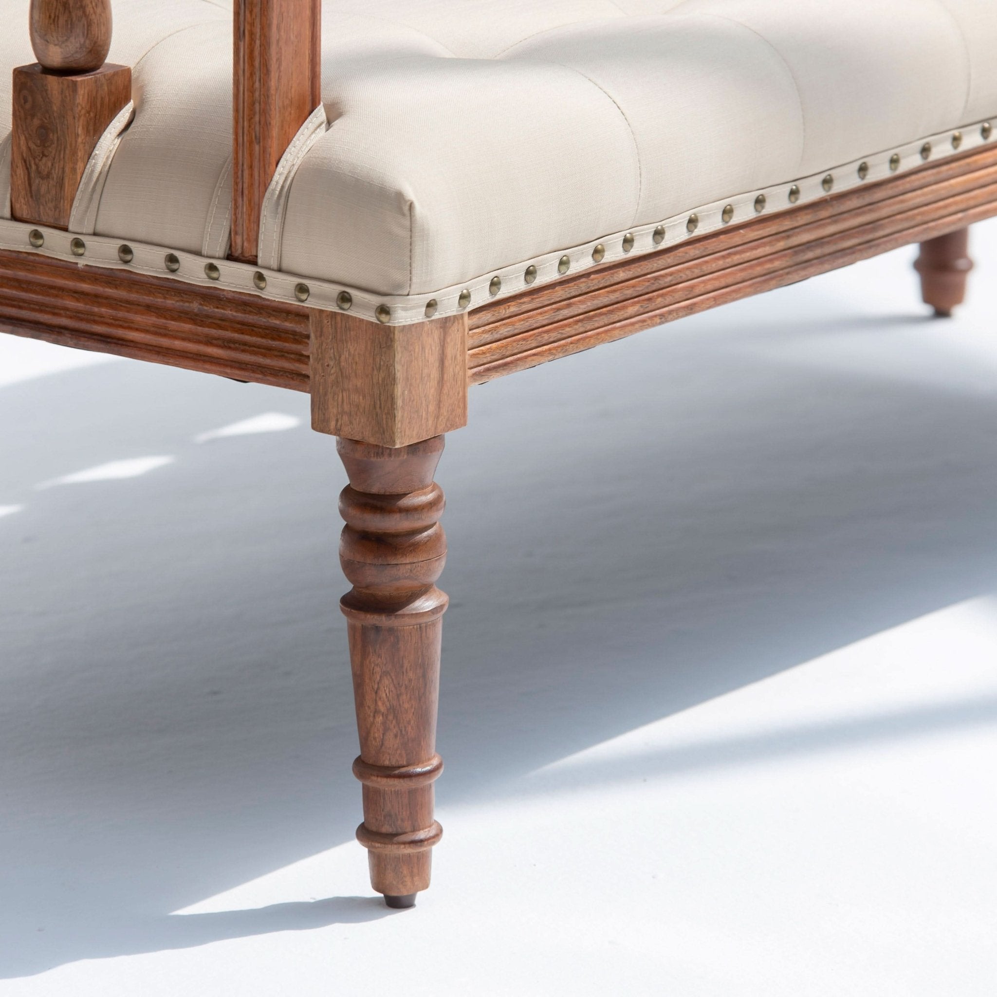 BARCELONA WOODEN SOFA BENCH BACK HANDPAINTED FABRIC - Art and craft furniture