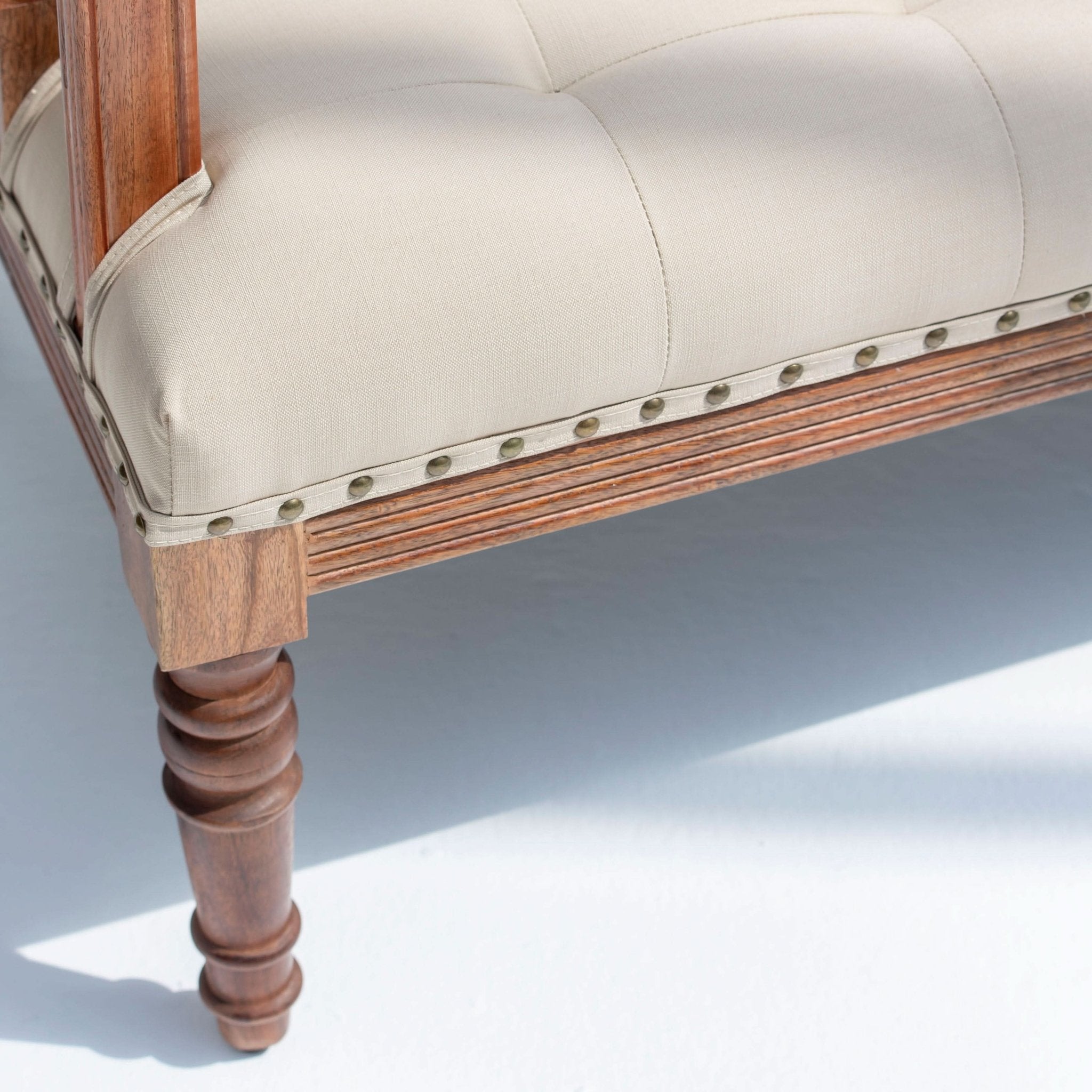 BARCELONA WOODEN SOFA BENCH BACK HANDPAINTED FABRIC - Art and craft furniture