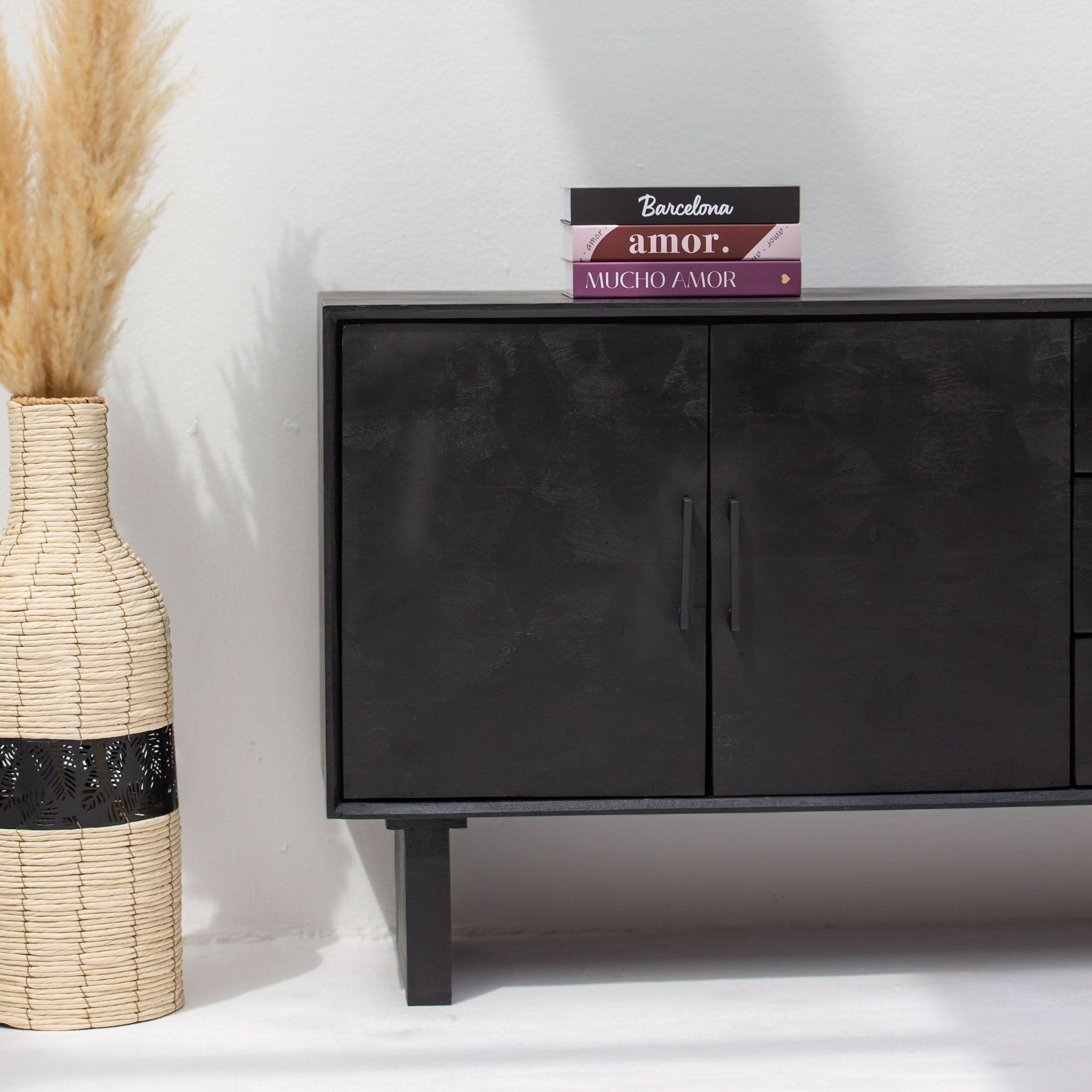 BARMER WOODEN THREE DRAWER THREE DOOR SIDEBOARD - Art and craft furniture