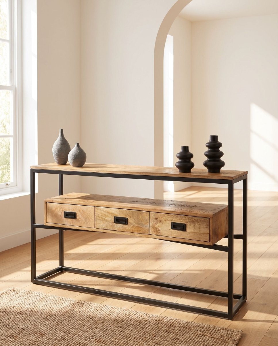 Berlin Loft Console Three Drawer Table - Art and craft furniture