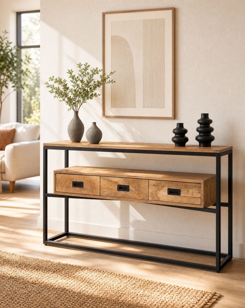 Berlin Loft Console Three Drawer Table - Art and craft furniture