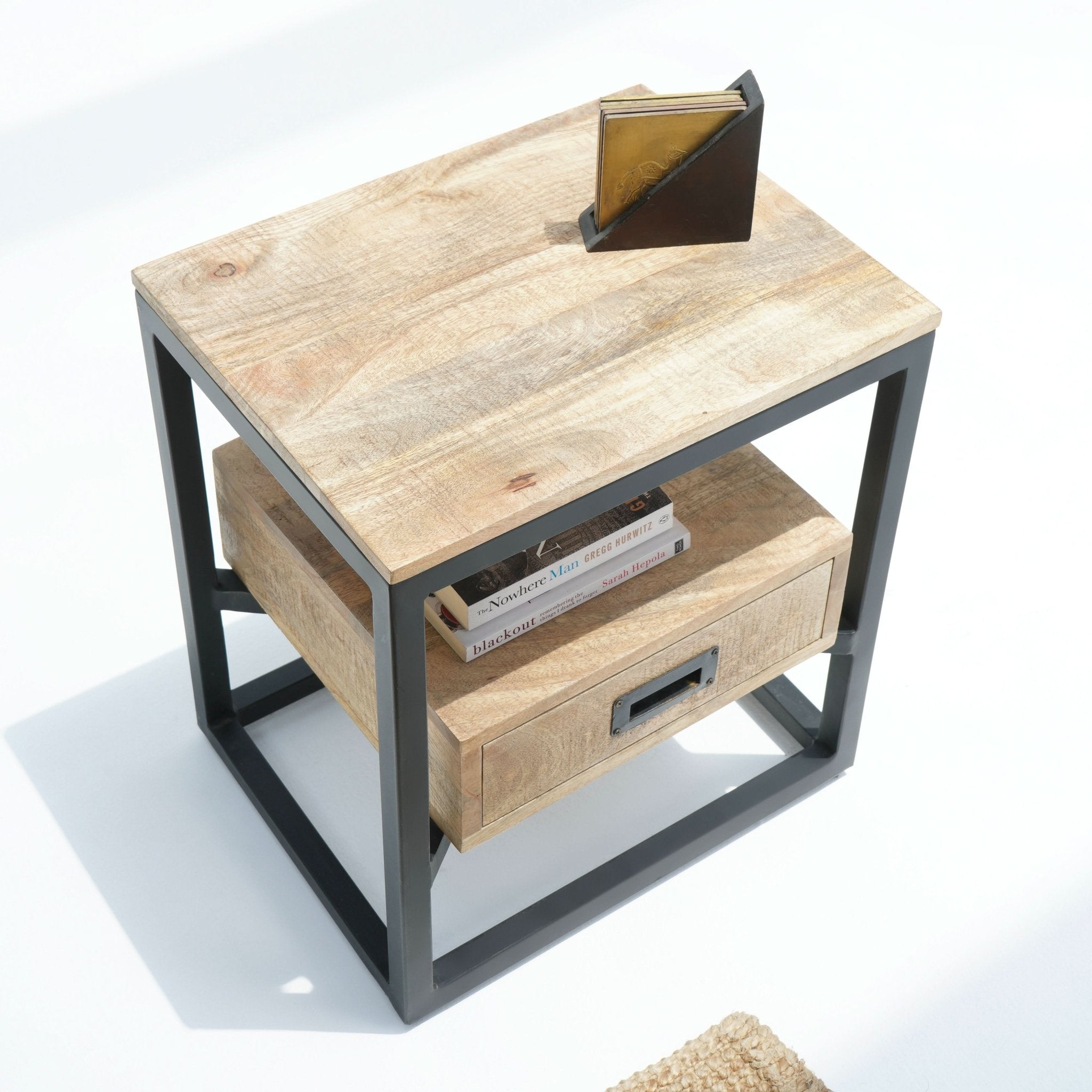 BERLIN LOFT WOODEN ONE DRAWER NIGHTSTAND TABLE - Art and craft furniture