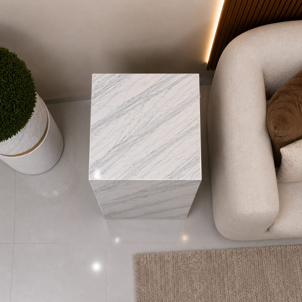 Bianco Laza Marble Plinth – Polished Finish - Art and craft furniture