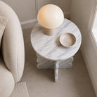 Bianco Laza Marble Side Table – Polished Finish - Art and craft furniture