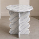 Bianco Laza Marble Side Table – Polished Finish - Art and craft furniture