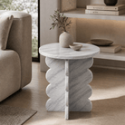 Bianco Laza Marble Side Table – Polished Finish - Art and craft furniture