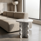 Bianco Laza Marble Side Table – Polished Finish - Art and craft furniture