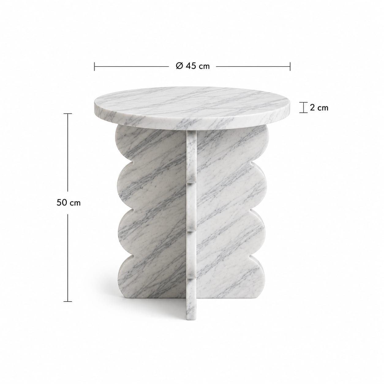 Bianco Laza Marble Side Table – Polished Finish - Art and craft furniture