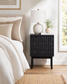 Black Galaxy One Door Nightstand Table - Art and craft furniture