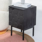 BLACK GALAXY ONE DOOR NIGHTSTAND TABLE - Art and craft furniture