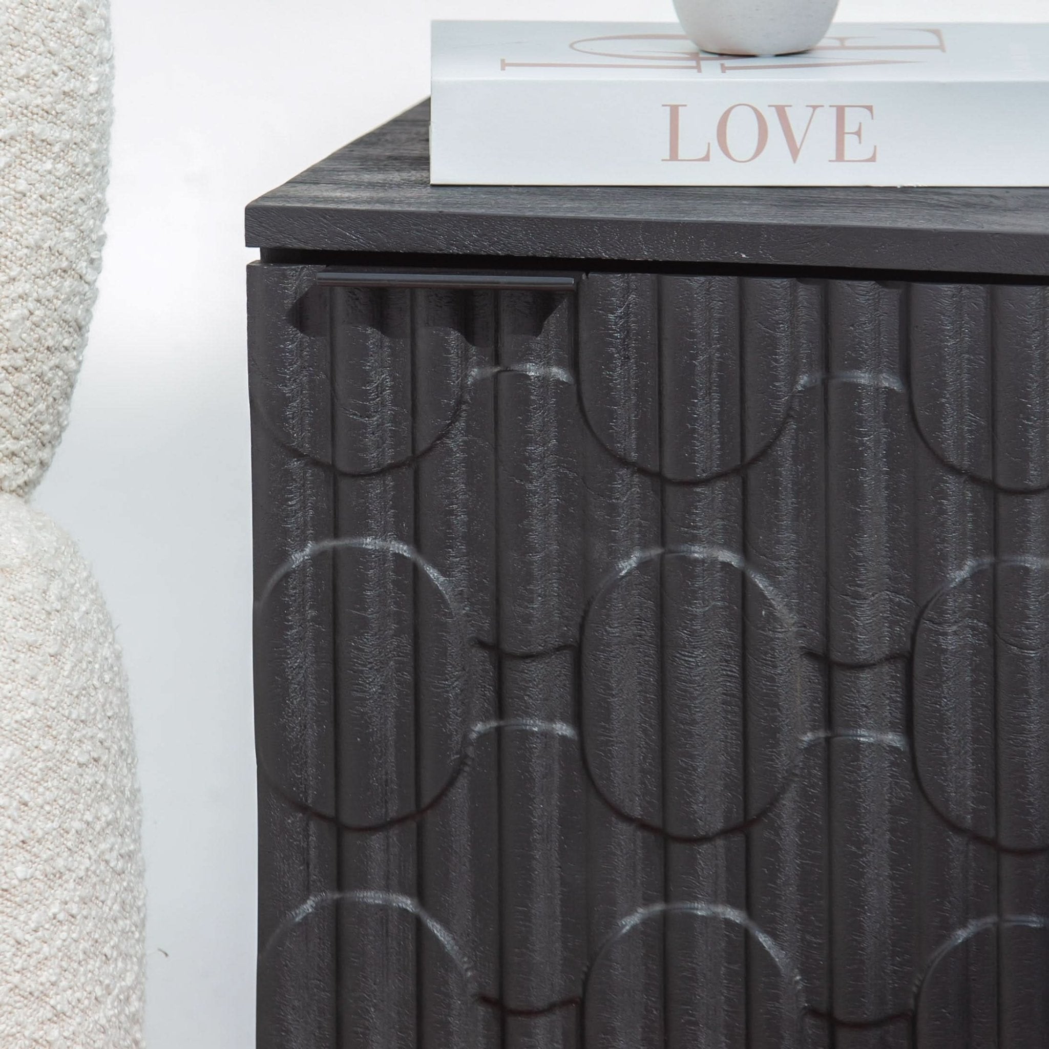 BLACK GALAXY ONE DOOR NIGHTSTAND TABLE - Art and craft furniture