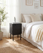 Black Galaxy One Door Nightstand Table - Art and craft furniture