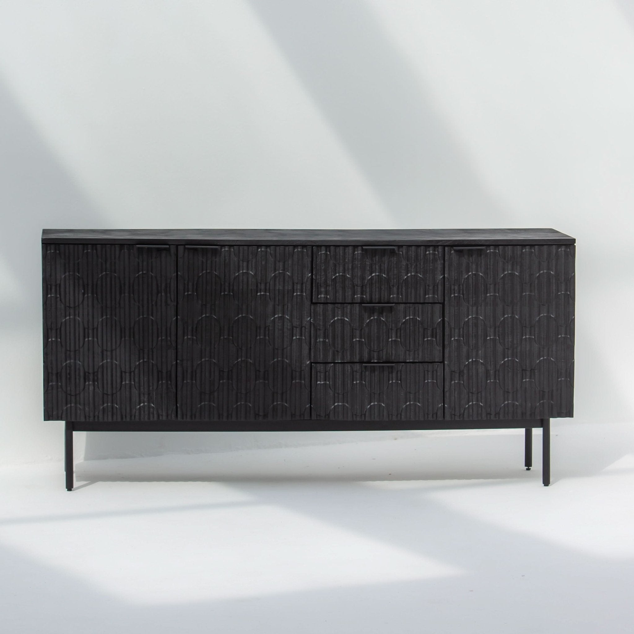 BLACK GALAXY THREE DRAWER THREE DOOR SIDEBOARD - Art and craft furniture