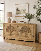 Bohemian 4 Door Wooden Sideboard - Art and craft furniture
