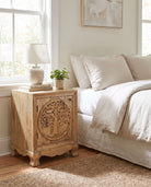Bohemian Mango Wood Nightstand Table - Art and craft furniture