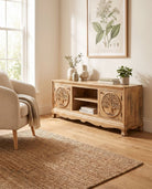 Bohemian Mango Wood TV Stand - Art and craft furniture