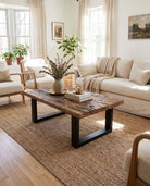 Calisto Railway Wood U Leg Coffee Table - Art and craft furniture