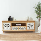 CALVIAN WOODEN CARVING TV STAND - Art and craft furniture