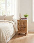 Calvian Wooden Nightstand Table - Art and craft furniture