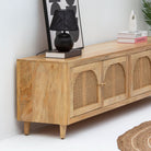 CANOVA-CURVE CANE FOUR DOOR TV STAND - Art and craft furniture