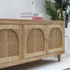 CANOVA-CURVE CANE FOUR DOOR TV STAND - Art and craft furniture