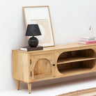 CANOVA-CURVE CANE TWO DOOR TV STAND - Art and craft furniture