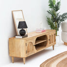 CANOVA-CURVE CANE TWO DOOR TV STAND - Art and craft furniture