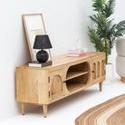 CANOVA-CURVE CANE TWO DOOR TV STAND - Art and craft furniture