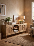 Canova Mango Wood Rattan TV Stand - Art and craft furniture