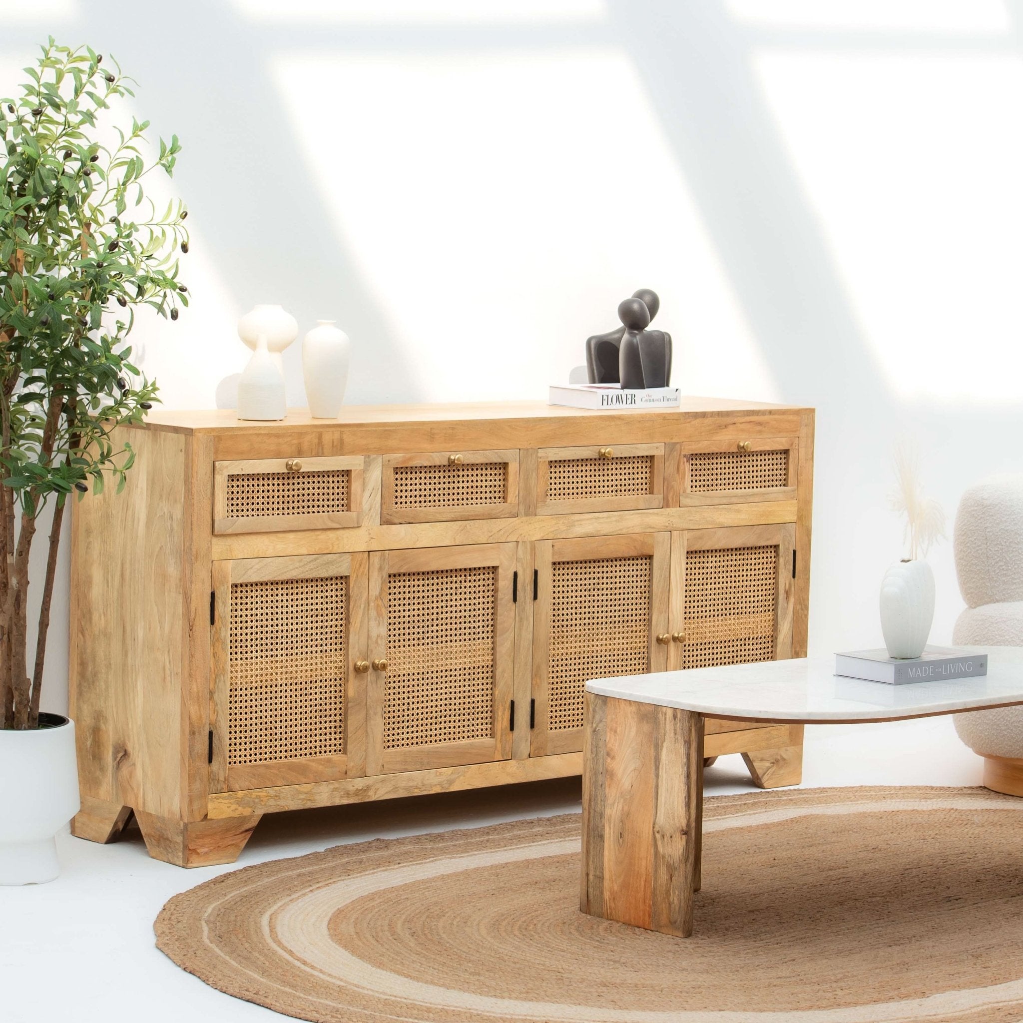 CANOVIA CANE FOUR DOOR FOUR DRAWER SIDEBOARD - Art and craft furniture