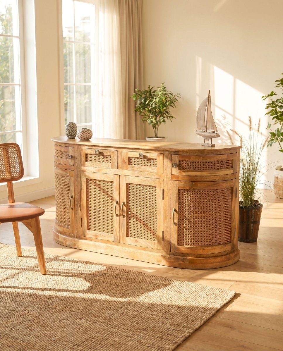 Canovia Cane Four Door Sideboard - Art and craft furniture