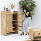 CANOVIA CANE MANGO WOOD SHOE ORGANIZER - Art and craft furniture