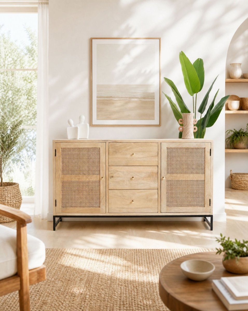 Canovia Cane Mango Wood Sideboard - Art and craft furniture