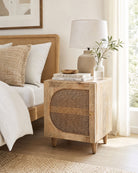 Canovia Cane One Door Nightstand Table - Art and craft furniture