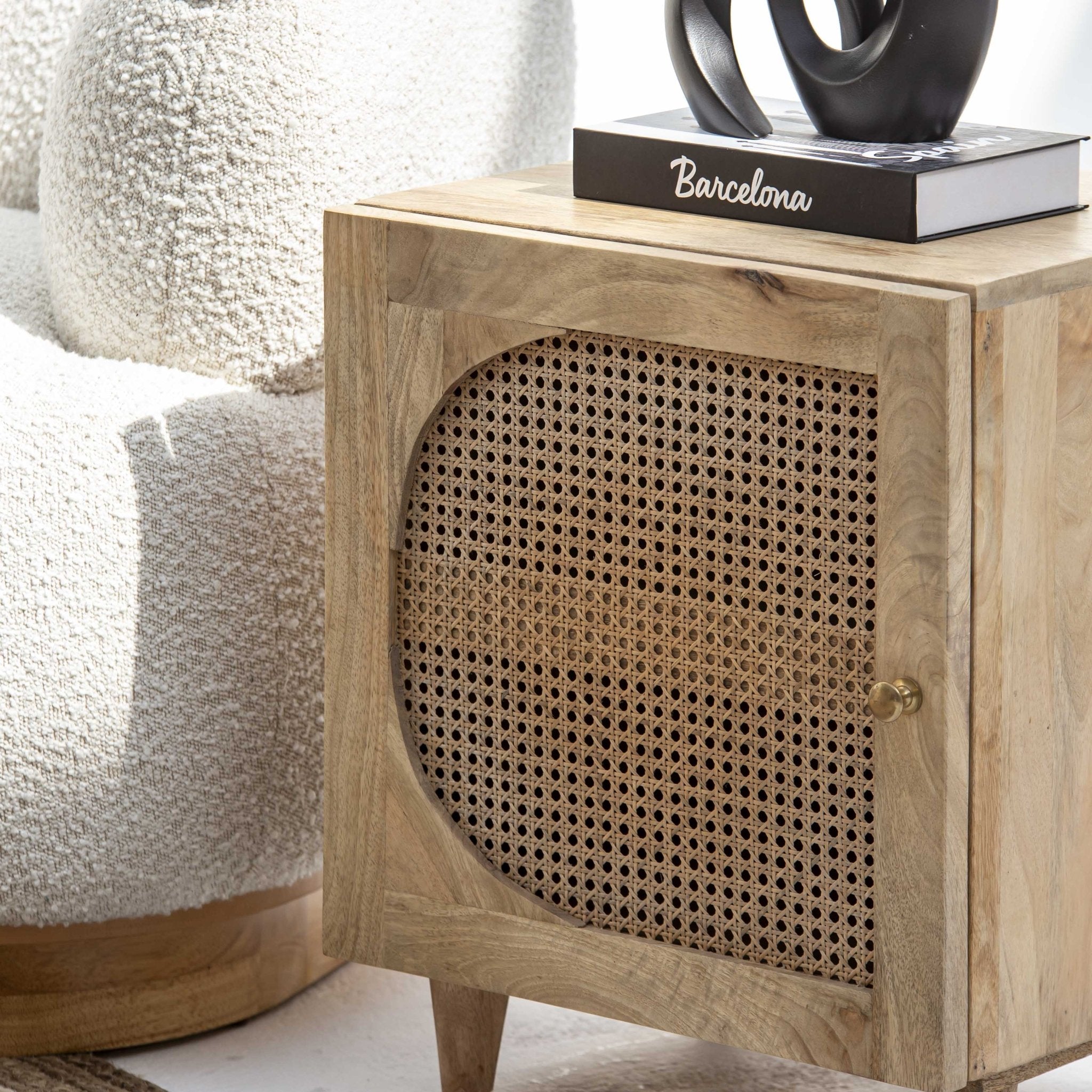 CANOVIA CANE ONE DOOR NIGHTSTAND TABLE - Art and craft furniture