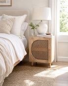 Canovia Cane One Door Nightstand Table - Art and craft furniture