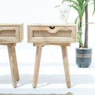 CANOVIA CANE ONE DRAWER NIGHTSTAND TABLE - Art and craft furniture