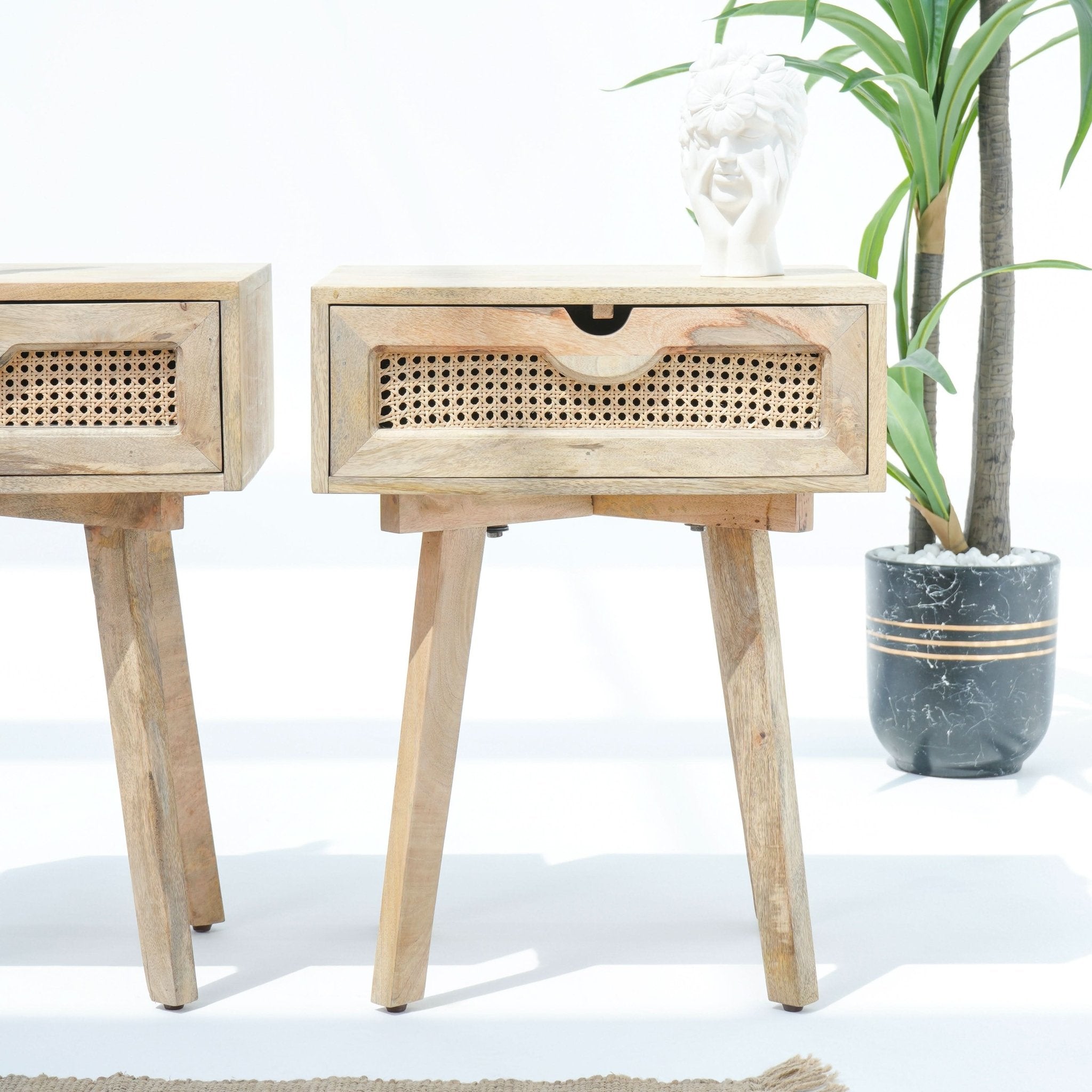 CANOVIA CANE ONE DRAWER NIGHTSTAND TABLE - Art and craft furniture